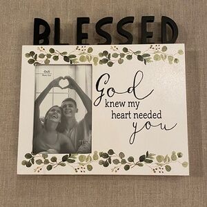 Blessed Picture Frame. 4x6.  Colors white with black lettering.